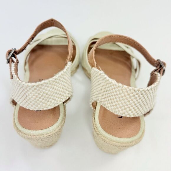 Lucky Brand KALLEY Neutral Tan Crisscross Strap Open Toe Espadrille Wedge Sandal - Picture 11 of 15